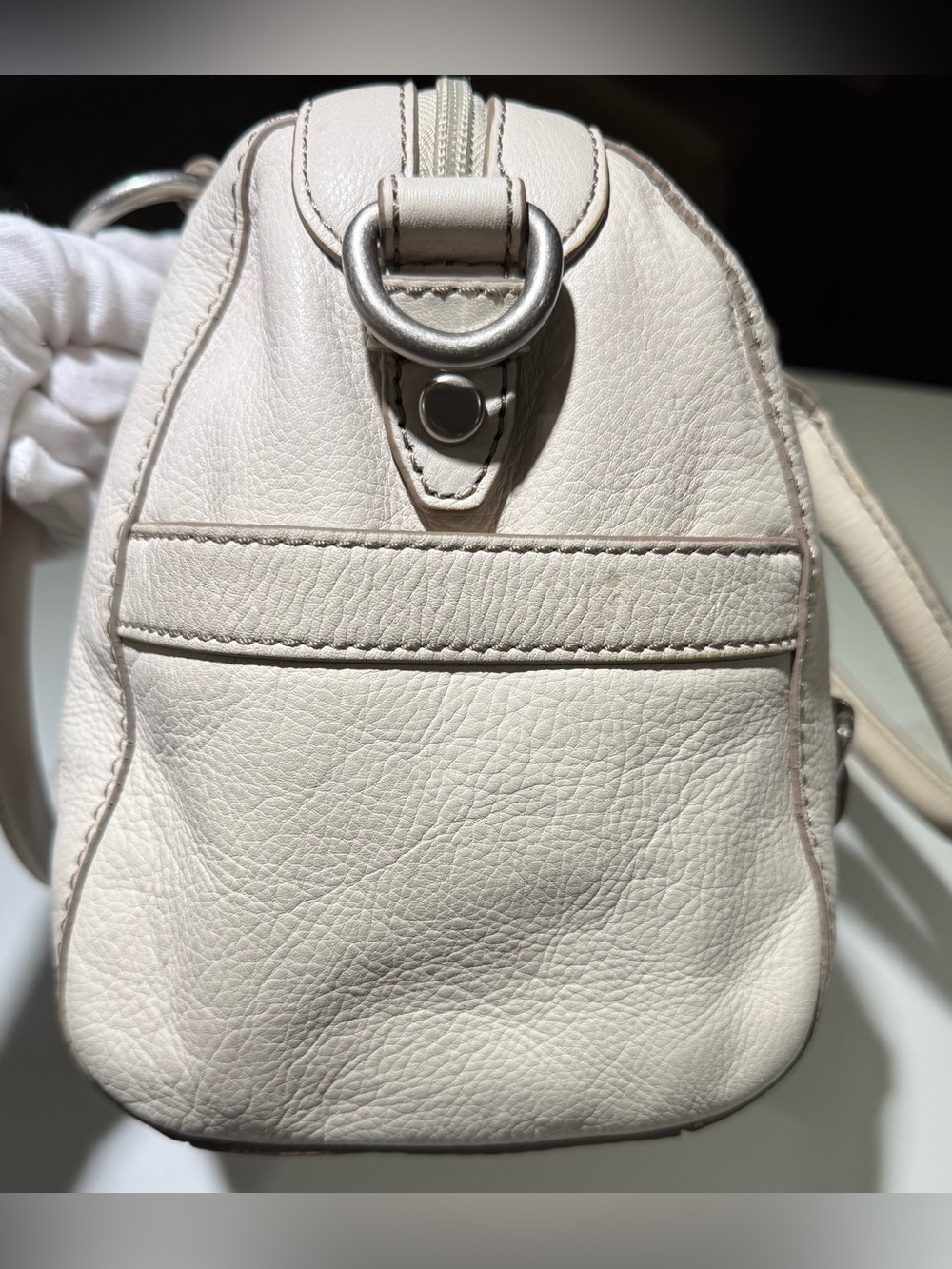 FOSSIL NWOT Leather Crossbody Shoulder Tote Handbag, Cream - Picture 10 of 13